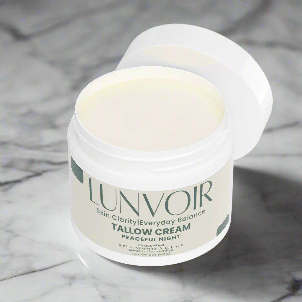 Close-up of Lunvoir Tallow Cream Peaceful Night – nutrient-rich night cream with smooth texture