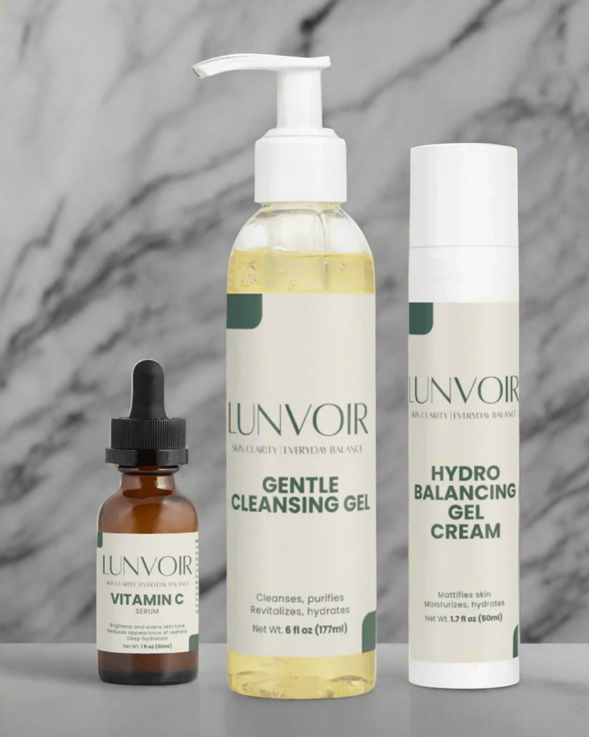 Lunvoir Starter Kit – 3 Piece Skincare System – Natural Skincare by Lunvoir LLC | Hydration, Glow & Nourishment